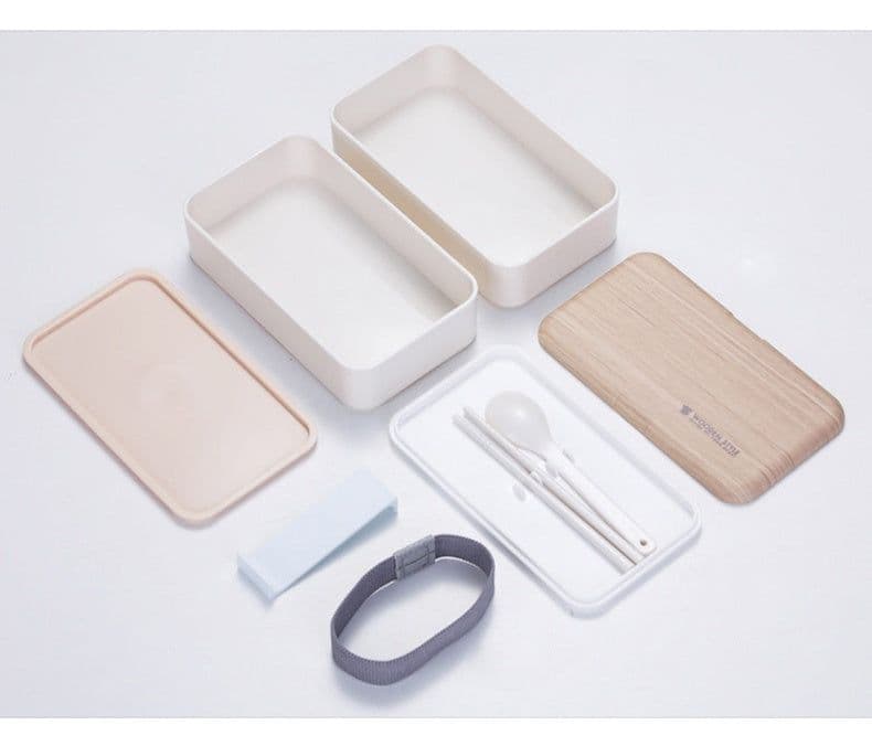 image-Japanese bento box office worker ins double separated lunch box
