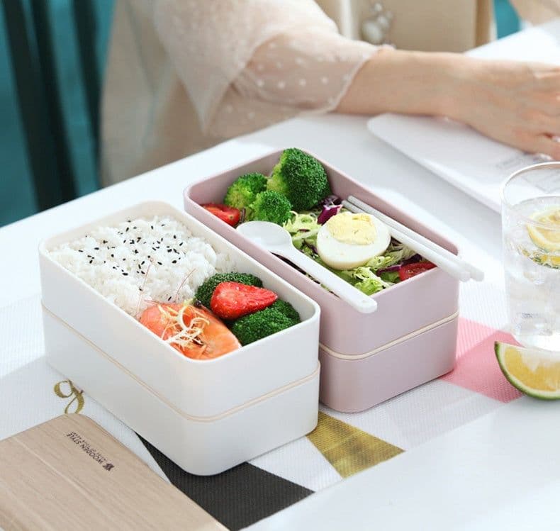 image-Japanese bento box office worker ins double separated lunch box