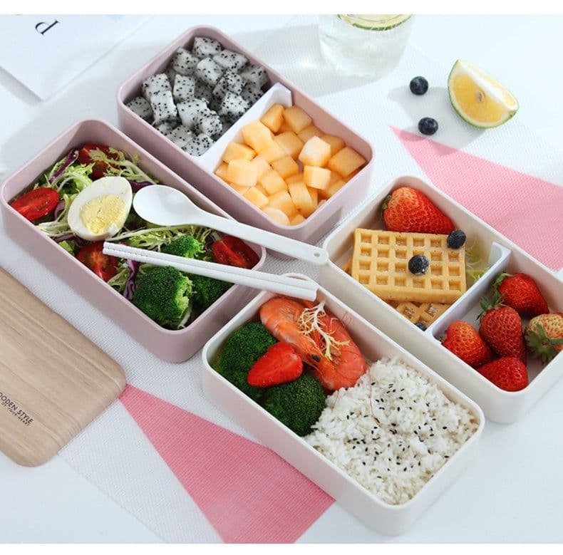 image-Japanese bento box office worker ins double separated lunch box