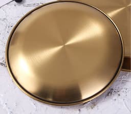 image-Retro Metal Round Tray Stainless Steel Snack Fruit Tray Jewelry Storage Tray European Style Dinner Plates