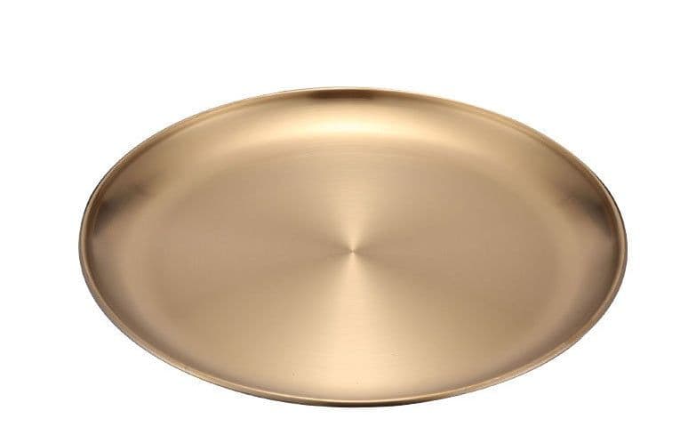 image-Retro Metal Round Tray Stainless Steel Snack Fruit Tray Jewelry Storage Tray European Style Dinner Plates