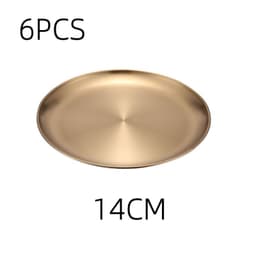 image-Retro Metal Round Tray Stainless Steel Snack Fruit Tray Jewelry Storage Tray European Style Dinner Plates