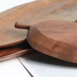 image-Wooden saucer fruit tray