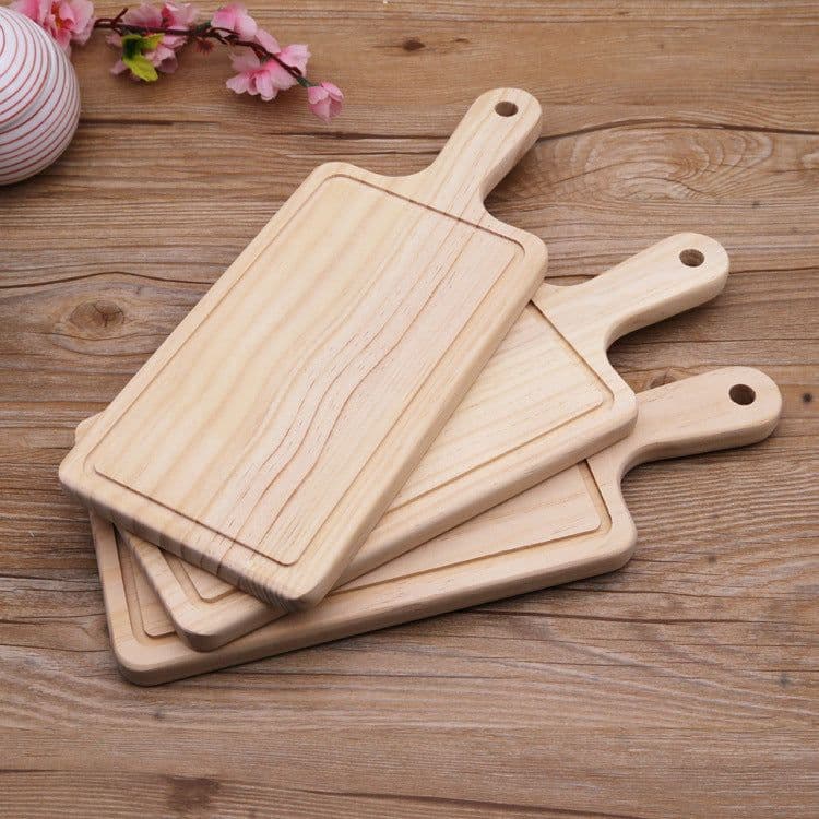 image-2 Size Natural Kitchen Chopping Blocks Bread Pallet With Handle Baking Cutting Board Wooden Board