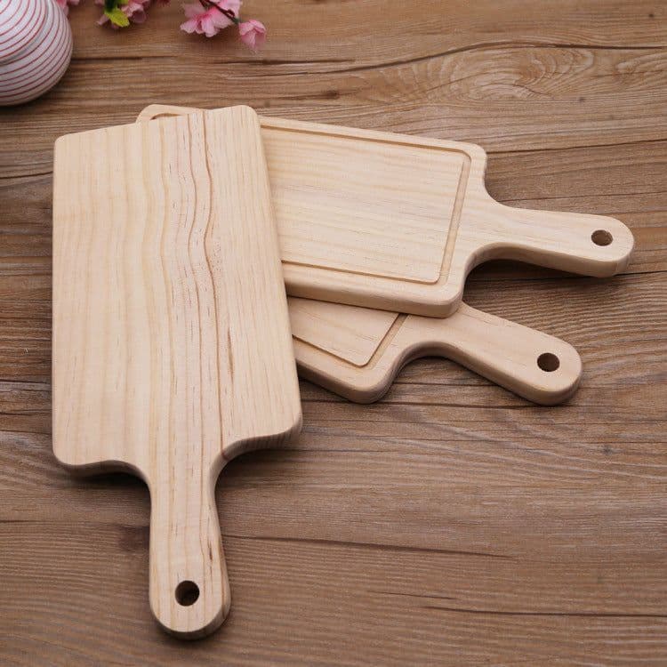 image-2 Size Natural Kitchen Chopping Blocks Bread Pallet With Handle Baking Cutting Board Wooden Board