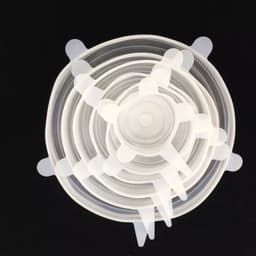 image-The 6-piece set of multi-functional silicone lid can be stretched to seal the fruit and vegetable lid