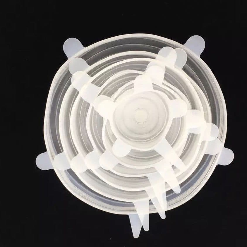 image-The 6-piece set of multi-functional silicone lid can be stretched to seal the fruit and vegetable lid