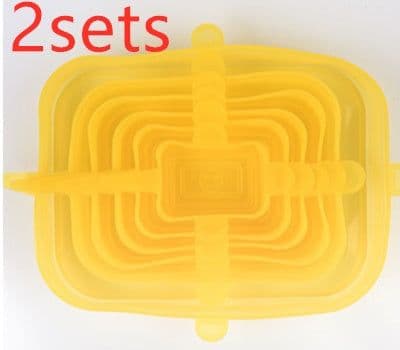 image-The 6-piece set of multi-functional silicone lid can be stretched to seal the fruit and vegetable lid