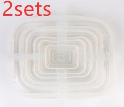 image-The 6-piece set of multi-functional silicone lid can be stretched to seal the fruit and vegetable lid