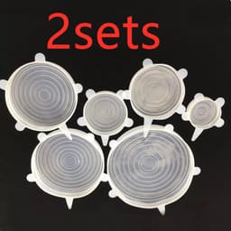 image-The 6-piece set of multi-functional silicone lid can be stretched to seal the fruit and vegetable lid