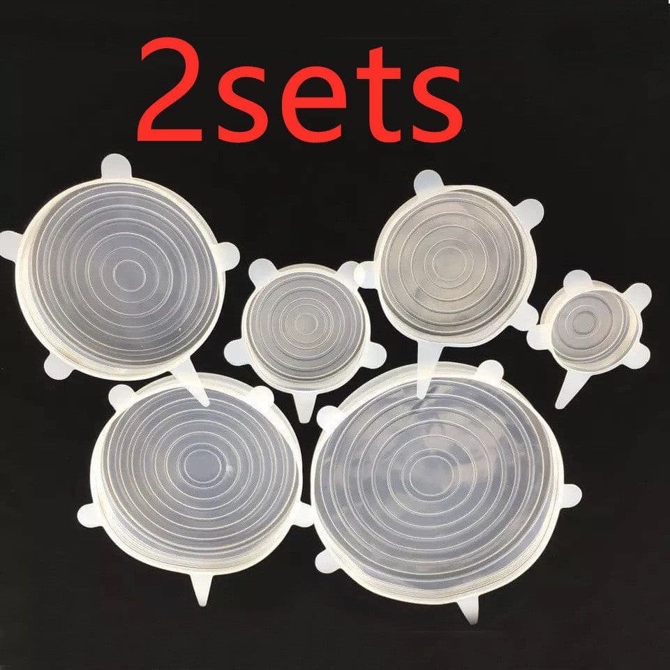 image-The 6-piece set of multi-functional silicone lid can be stretched to seal the fruit and vegetable lid