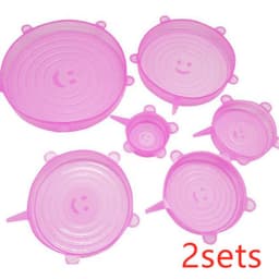 image-The 6-piece set of multi-functional silicone lid can be stretched to seal the fruit and vegetable lid