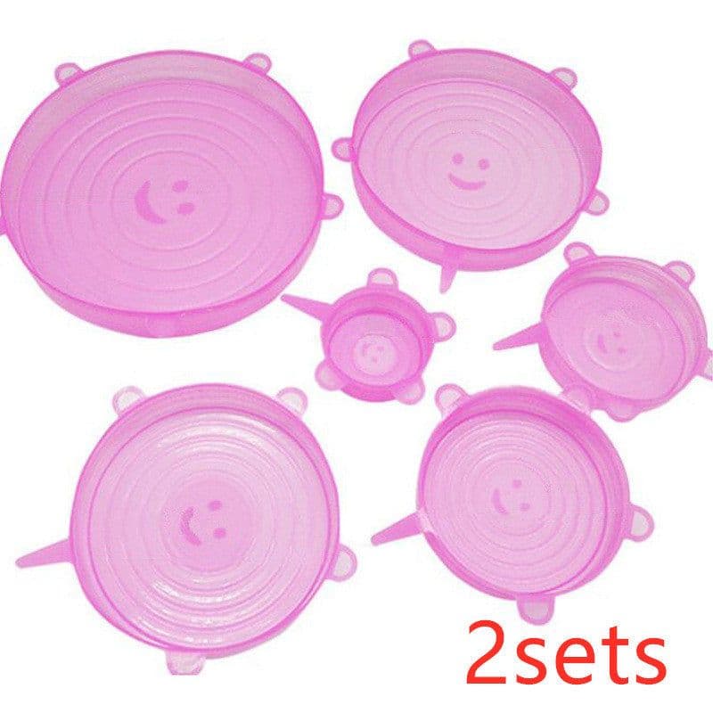 image-The 6-piece set of multi-functional silicone lid can be stretched to seal the fruit and vegetable lid