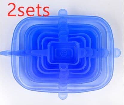 image-The 6-piece set of multi-functional silicone lid can be stretched to seal the fruit and vegetable lid