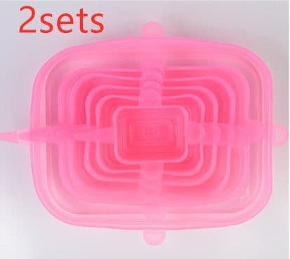 image-The 6-piece set of multi-functional silicone lid can be stretched to seal the fruit and vegetable lid