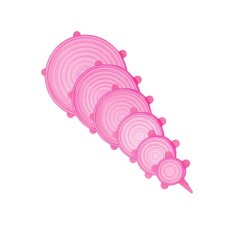 image-The 6-piece set of multi-functional silicone lid can be stretched to seal the fruit and vegetable lid