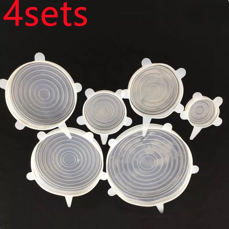 image-The 6-piece set of multi-functional silicone lid can be stretched to seal the fruit and vegetable lid