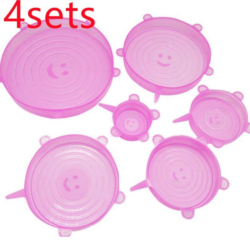 image-The 6-piece set of multi-functional silicone lid can be stretched to seal the fruit and vegetable lid