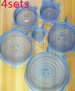 image-The 6-piece set of multi-functional silicone lid can be stretched to seal the fruit and vegetable lid