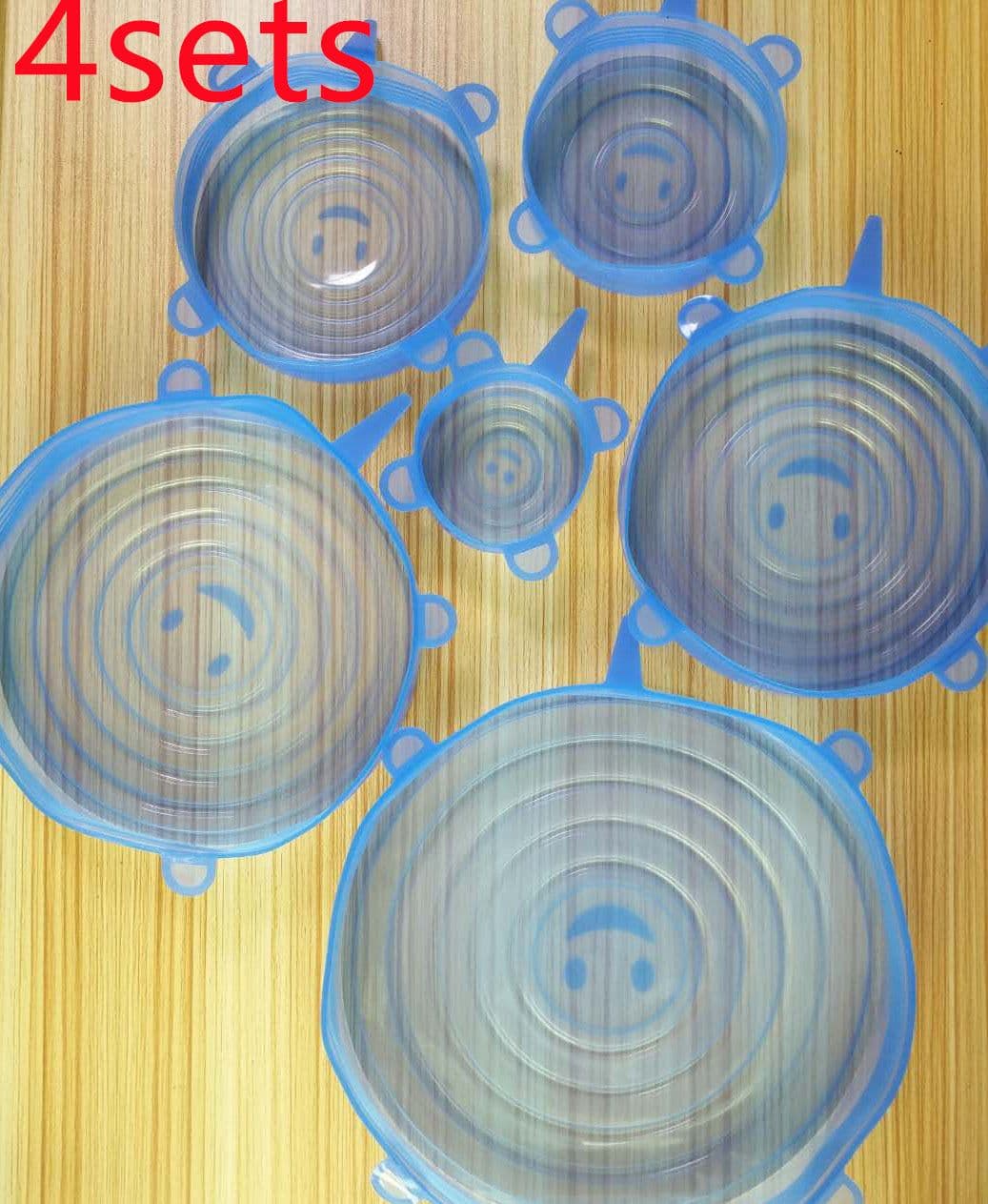 image-The 6-piece set of multi-functional silicone lid can be stretched to seal the fruit and vegetable lid