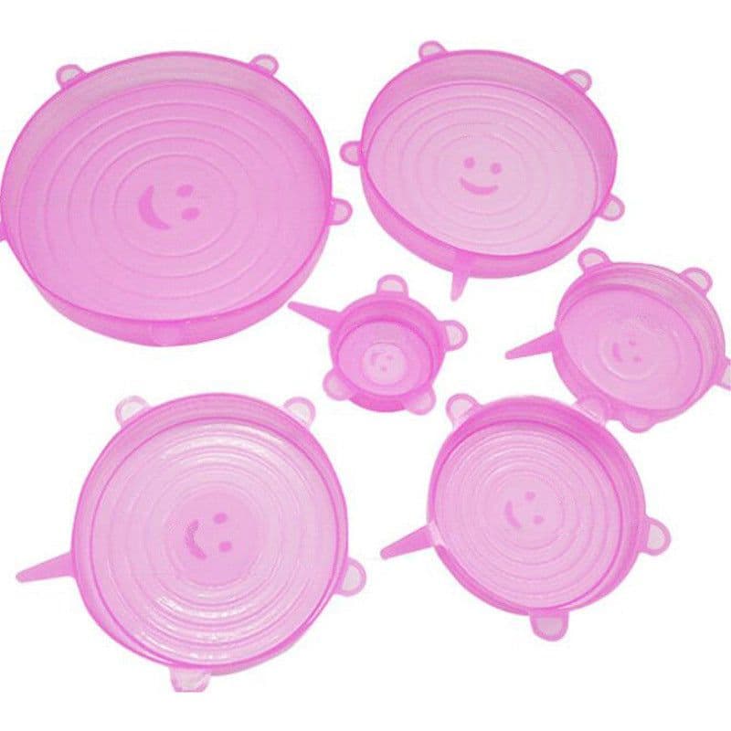 image-The 6-piece set of multi-functional silicone lid can be stretched to seal the fruit and vegetable lid