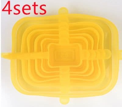 image-The 6-piece set of multi-functional silicone lid can be stretched to seal the fruit and vegetable lid