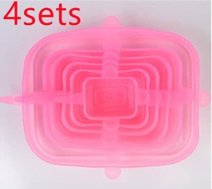 image-The 6-piece set of multi-functional silicone lid can be stretched to seal the fruit and vegetable lid