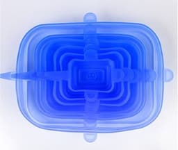 image-The 6-piece set of multi-functional silicone lid can be stretched to seal the fruit and vegetable lid