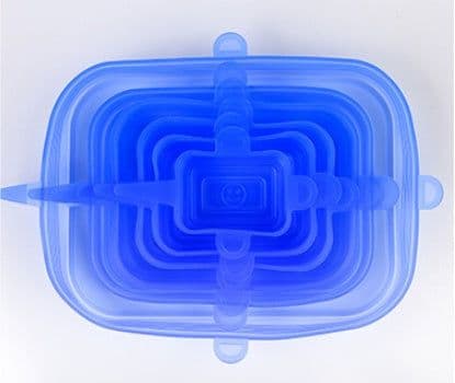 image-The 6-piece set of multi-functional silicone lid can be stretched to seal the fruit and vegetable lid