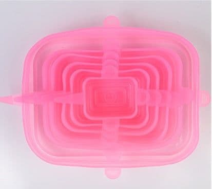 image-The 6-piece set of multi-functional silicone lid can be stretched to seal the fruit and vegetable lid