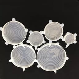 image-The 6-piece set of multi-functional silicone lid can be stretched to seal the fruit and vegetable lid