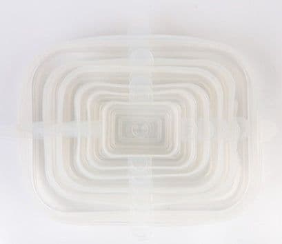 image-The 6-piece set of multi-functional silicone lid can be stretched to seal the fruit and vegetable lid