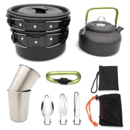 image-Outdoor Camping Cookware Travel Tableware Cutlery Utensils Hiking Picnic Camping Cookware Set