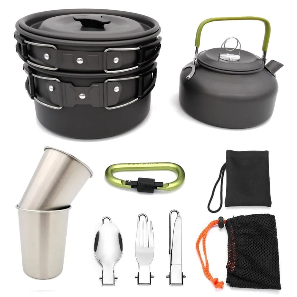 image-Outdoor Camping Cookware Travel Tableware Cutlery Utensils Hiking Picnic Camping Cookware Set
