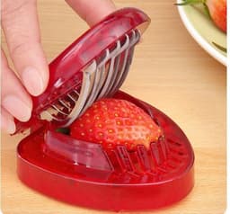 image-Red Strawberry Slicer Plastic Fruit Carving Tools Salad Cutter Berry Strawberry Cake Decoration Cutter Kitchen Gadgets
