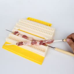 image-BBQ Meat String Machine Barbecue Skewer Tools Portable Tofu Skewer Kebab Maker Box Machine Grill Kitchen Accessories