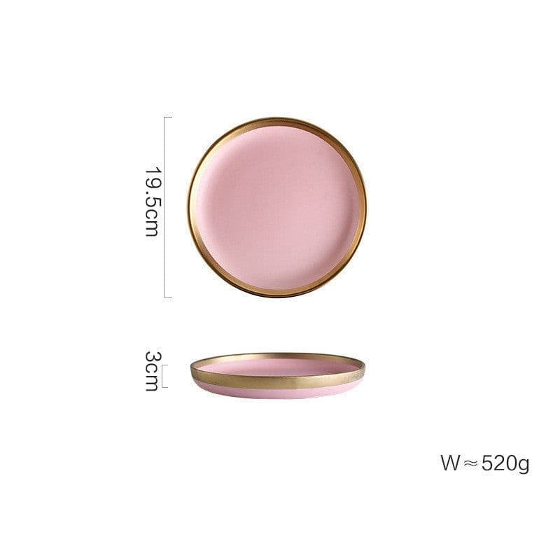 image-Ceramic pink household simple tableware