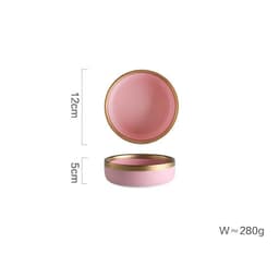 image-Ceramic pink household simple tableware