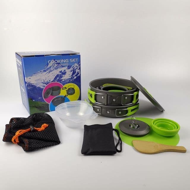 image-Outdoor Camping Hiking Cookware Tableware Cookware Lightweight Folding Picnic Cooking Hiking Picnic BBQ Tableware Equipment