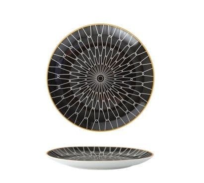 image-8-inch Nordic Style Geometric Series Ceramic Breakfast Plate Western Steak Flat Dish Plate Fruit Plate Decoration Hanging Plate