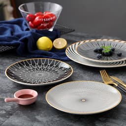 image-8-inch Nordic Style Geometric Series Ceramic Breakfast Plate Western Steak Flat Dish Plate Fruit Plate Decoration Hanging Plate