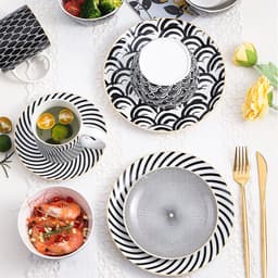 image-8-inch Nordic Style Geometric Series Ceramic Breakfast Plate Western Steak Flat Dish Plate Fruit Plate Decoration Hanging Plate