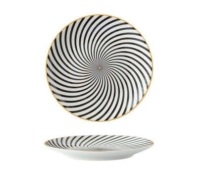 image-8-inch Nordic Style Geometric Series Ceramic Breakfast Plate Western Steak Flat Dish Plate Fruit Plate Decoration Hanging Plate