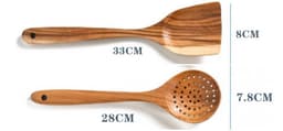 image-Teak Natural Wood Tableware Spoon Ladle Turner Rice Colander Soup Skimmer Cooking Tool Sets Spoon Scoop Kitchen Tools Gadgets