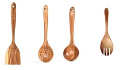 image-Teak Natural Wood Tableware Spoon Ladle Turner Rice Colander Soup Skimmer Cooking Tool Sets Spoon Scoop Kitchen Tools Gadgets