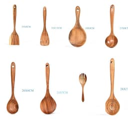 image-Teak Natural Wood Tableware Spoon Ladle Turner Rice Colander Soup Skimmer Cooking Tool Sets Spoon Scoop Kitchen Tools Gadgets