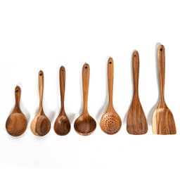 image-Teak Natural Wood Tableware Spoon Ladle Turner Rice Colander Soup Skimmer Cooking Tool Sets Spoon Scoop Kitchen Tools Gadgets