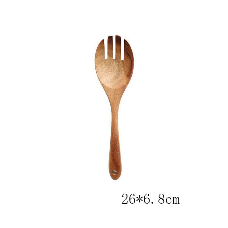 image-Teak Natural Wood Tableware Spoon Ladle Turner Rice Colander Soup Skimmer Cooking Tool Sets Spoon Scoop Kitchen Tools Gadgets