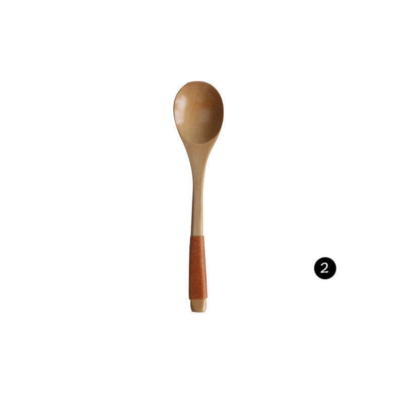 image-Japanese Style Wooden Bamboo Spoon Fork Cooking Utensil