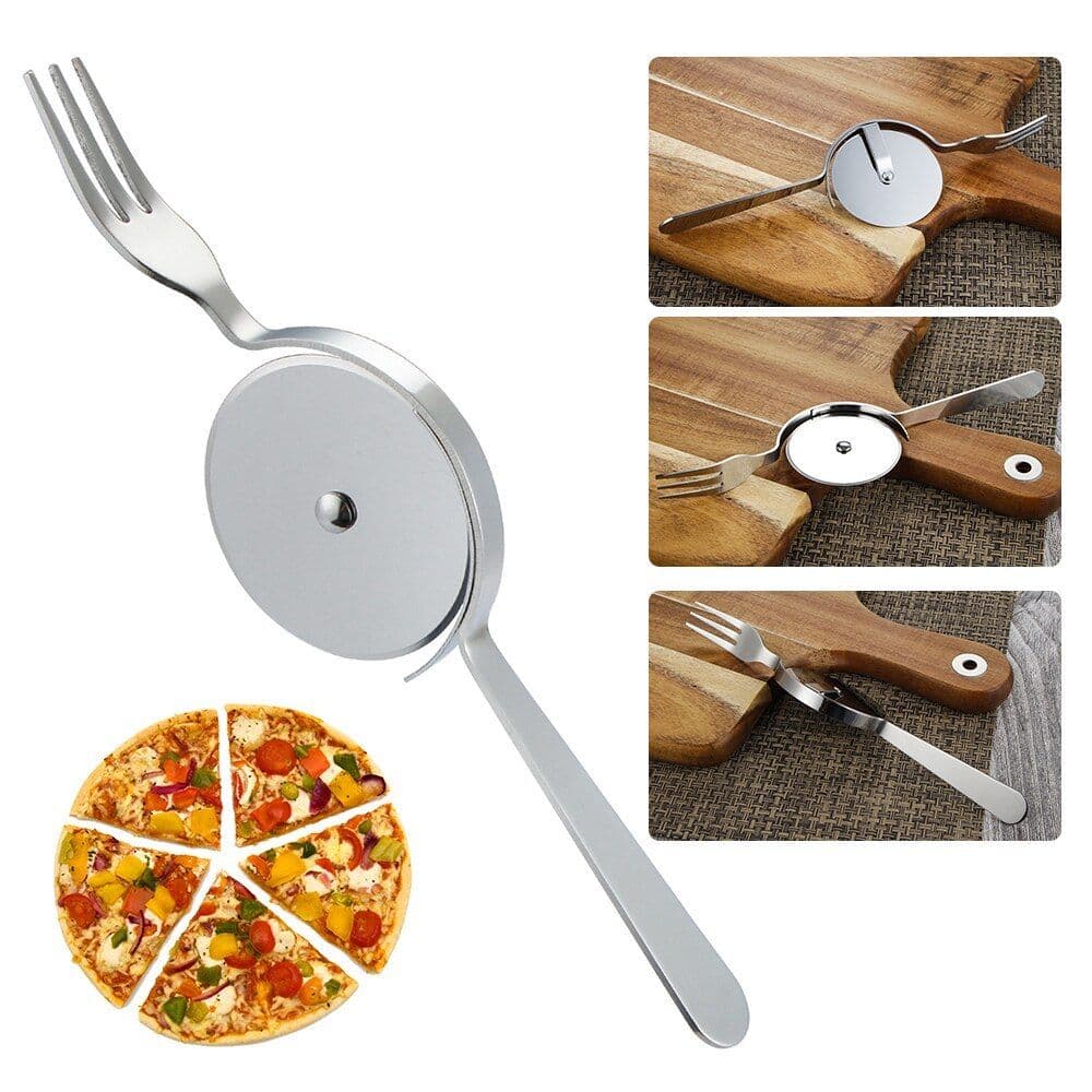 image-Stainless Steel Cake Cutter with Knife and Fork